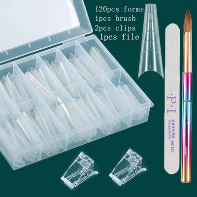 Nails Art Tool Set Quick Building Mold Φόρμες νυχιών για Poly Nail Gel Σύστημα Επέκτασης Νυχιών Διπλής Μορφής με Gel Clips για Κορυφαία Μορφή