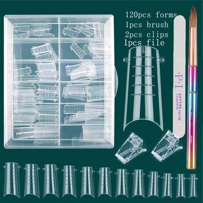 Nails Art eszközkészlet Gyors építő forma körömformák poli körömgélhez Dual Forms körömhosszabbító rendszer zselés klipekkel a felső formához