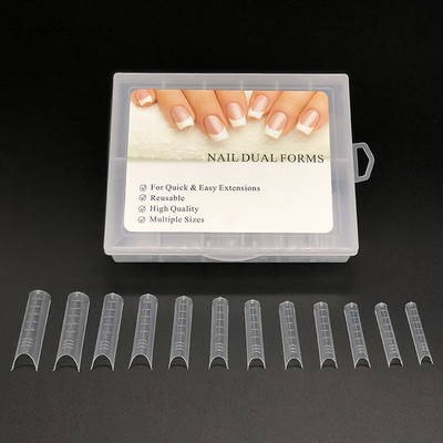 Straight Dual Forms Poly Nail Art UV Builder Gel Nails Dekorációs körömhosszabbító 120db/szett Stilettos Full Cover Shape Új