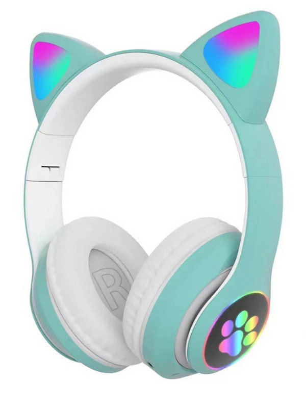 LED aranyos macska füles fejhallgató Bluetooth vezeték nélküli fejhallgató mikrofonnal TF FM gyerek lány sztereó zene fülhallgató cica fülhallgató ajándék