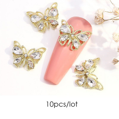 10 komada 3D zvijezda Kristalni privjesci za nokte Srebrni metalni viseći ukrasi za nokte Pribor za manikuru