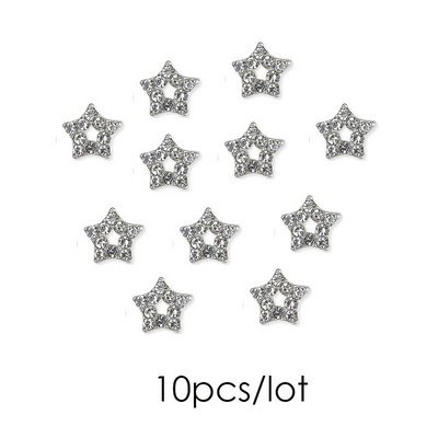 10 komada 3D zvijezda Kristalni privjesci za nokte Srebrni metalni viseći ukrasi za nokte Pribor za manikuru