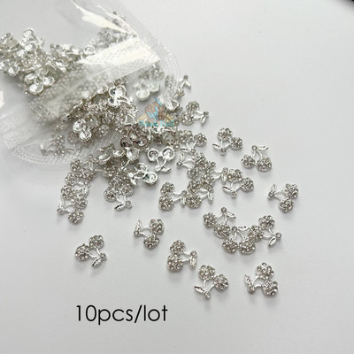 10 komada 3D zvijezda Kristalni privjesci za nokte Srebrni metalni viseći ukrasi za nokte Pribor za manikuru