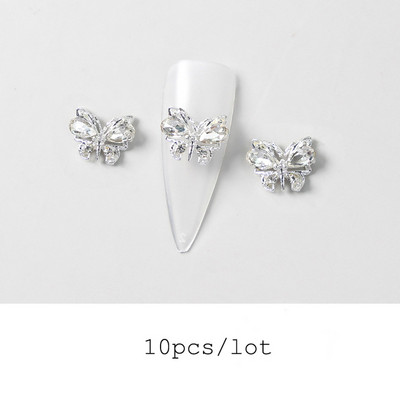 10 komada 3D zvijezda Kristalni privjesci za nokte Srebrni metalni viseći ukrasi za nokte Pribor za manikuru