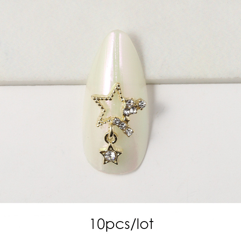 10 komada 3D zvijezda Kristalni privjesci za nokte Srebrni metalni viseći ukrasi za nokte Pribor za manikuru