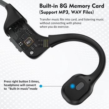 Слушалки с истинска костна проводимост Bluetooth 5.3 Безжични слушалки Водоустойчиви спортни слушалки с микрофон за тренировки Бягане Шофиране