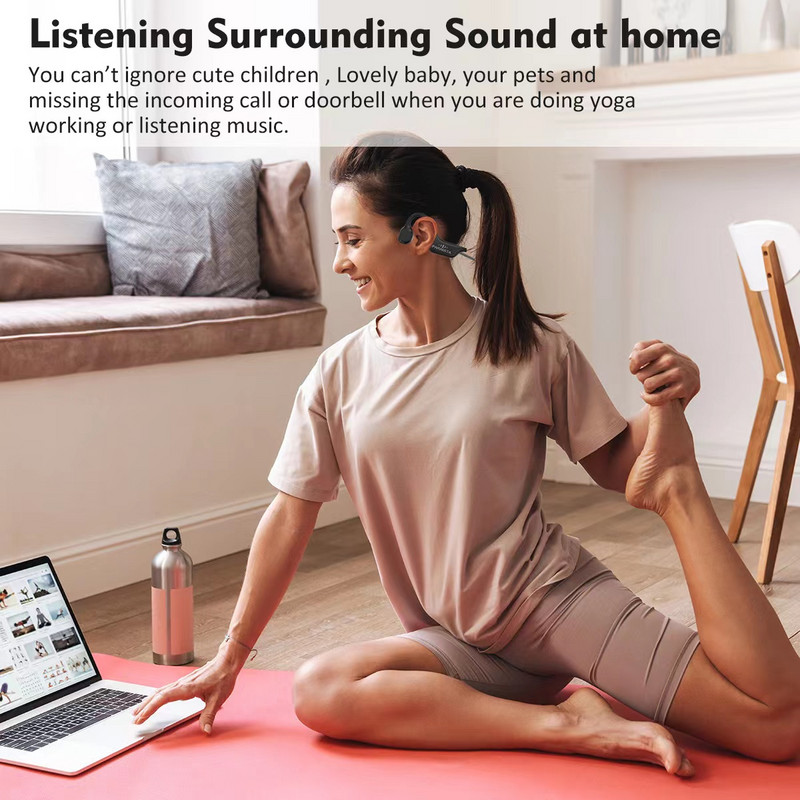 Bezdrôtové slúchadlá s realistickým vedením kostí Bluetooth 5.3, vodotesné športové slúchadlá s mikrofónom na cvičenie, beh a šoférovanie