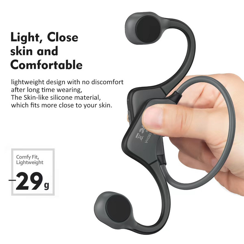 Bezdrôtové slúchadlá s realistickým vedením kostí Bluetooth 5.3, vodotesné športové slúchadlá s mikrofónom na cvičenie, beh a šoférovanie