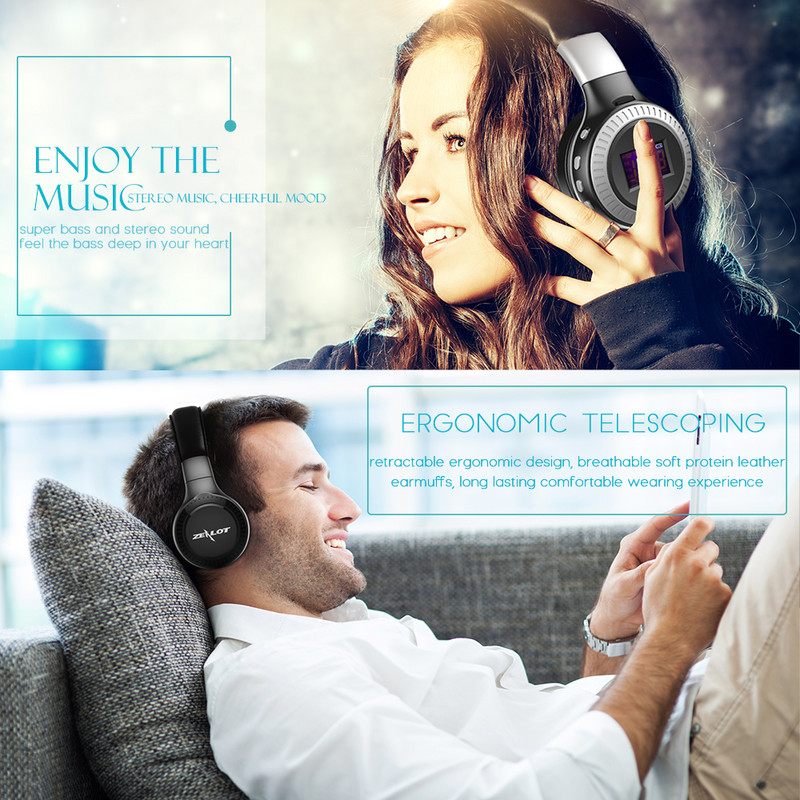 Ασύρματο ακουστικό ZEALOT B19 Bluetooth πάνω από το αυτί HiFi Stereo AUX Micro SD Card Play με μικρόφωνο