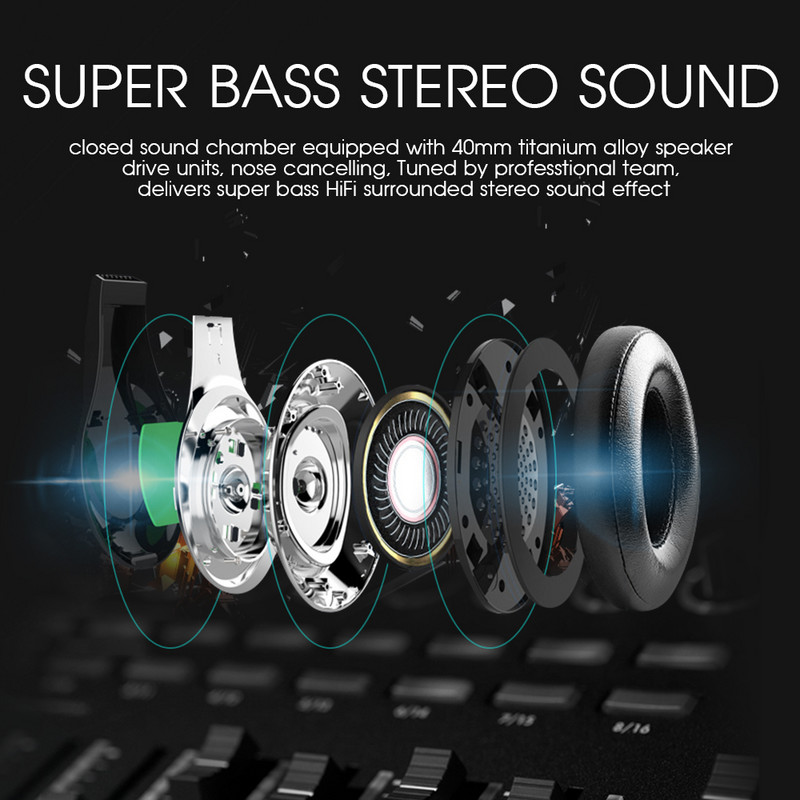 Ασύρματο ακουστικό ZEALOT B19 Bluetooth πάνω από το αυτί HiFi Stereo AUX Micro SD Card Play με μικρόφωνο