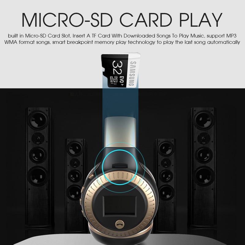 Ασύρματο ακουστικό ZEALOT B19 Bluetooth πάνω από το αυτί HiFi Stereo AUX Micro SD Card Play με μικρόφωνο