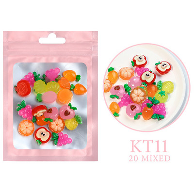 20Gb Nagu mākslas aksesuāri Kawaii love Sirds Augļi Dzīvnieki Manikīrs Dekorācijas Sveķi Lollipop Bear 3D Šarm nagiem DIY