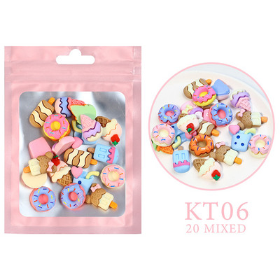 20Gb Nagu mākslas aksesuāri Kawaii love Sirds Augļi Dzīvnieki Manikīrs Dekorācijas Sveķi Lollipop Bear 3D Šarm nagiem DIY
