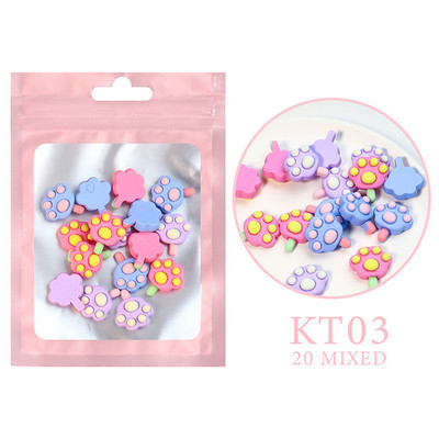 20Gb Nagu mākslas aksesuāri Kawaii love Sirds Augļi Dzīvnieki Manikīrs Dekorācijas Sveķi Lollipop Bear 3D Šarm nagiem DIY