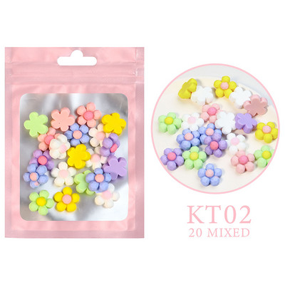 20Gb Nagu mākslas aksesuāri Kawaii love Sirds Augļi Dzīvnieki Manikīrs Dekorācijas Sveķi Lollipop Bear 3D Šarm nagiem DIY