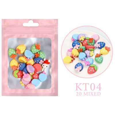 20Gb Nagu mākslas aksesuāri Kawaii love Sirds Augļi Dzīvnieki Manikīrs Dekorācijas Sveķi Lollipop Bear 3D Šarm nagiem DIY