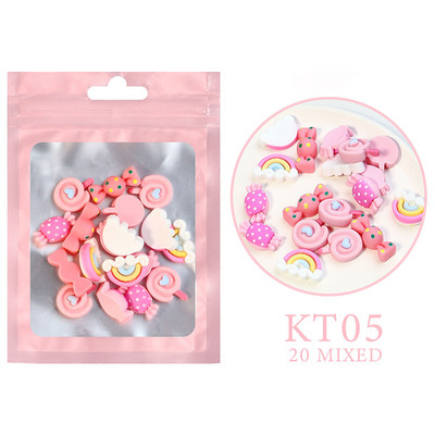20Gb Nagu mākslas aksesuāri Kawaii love Sirds Augļi Dzīvnieki Manikīrs Dekorācijas Sveķi Lollipop Bear 3D Šarm nagiem DIY