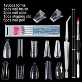 Set de amestec de 120 buc. Formă duală Nail Art pentru gel de unghii poli X Construcție rapidă pentru extensie pentru unghii Unelte pentru manichiură Unghii false Forme superioare