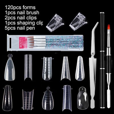 120Pcs Mix Set Nail Art Dual Form For Poly Nail Gel X Quick Building Nails Extension Mold Εργαλεία μανικιούρ Ψεύτικα νύχια Top Forms