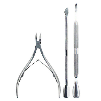 Cutter Nipper Clip Cut Set 3 τμχ Ανοξείδωτο ατσάλι Nail Pushers Spoon Nail Scissor Dead Skin Remover Tools for Women