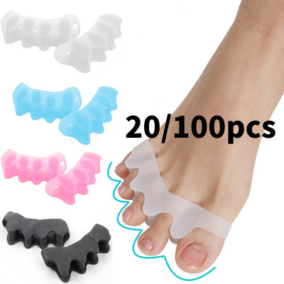 20/100db Szilikon Ujjvédő Lábujjleválasztók Hordágyak Hajegyenesítő Bunion Protector Fájdalomcsillapító Lábápoló
