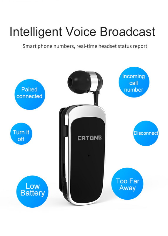 CRTONE K52 Mini ασύρματα ακουστικά Bluetooth Κλήση υπενθύμισης δόνησης αθλητικό κλιπ πρόγραμμα οδήγησης Auriculares Earphone PK F910 F920