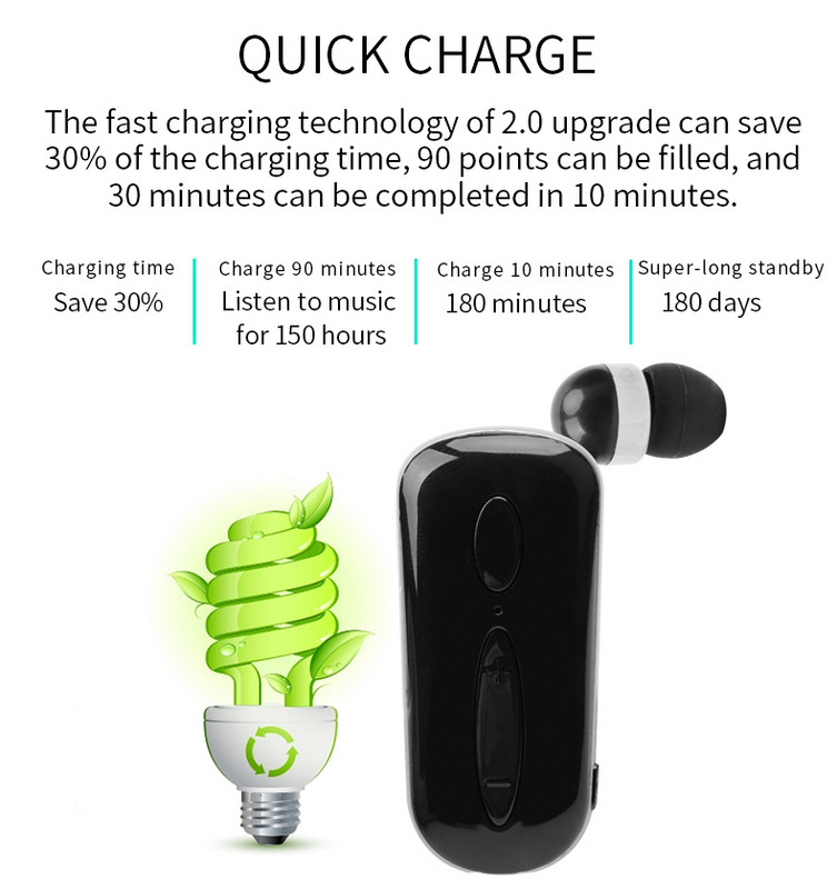 CRTONE K36 Mini ασύρματα ακουστικά Bluetooth κλήσεις Υπενθύμιση κραδασμών Wear Clip Driver Auriculares Earphone for Phone