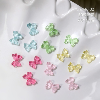 50db Zselés szalag masnik Nail Art Charm 3D színes átlátszó cukorka színű nyári körömdíszítés barkácsolás koreai körömdísz alkatrészek