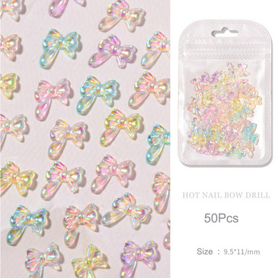 50 kom Jelly Ribbon Mašne Nail Art Šarm 3D šarene prozirne bombone boje Ljetni ukrasi za nokte DIY Korejski dijelovi za dekoraciju noktiju