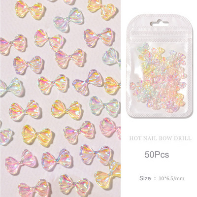 50 kom Jelly Ribbon Mašne Nail Art Šarm 3D šarene prozirne bombone boje Ljetni ukrasi za nokte DIY Korejski dijelovi za dekoraciju noktiju