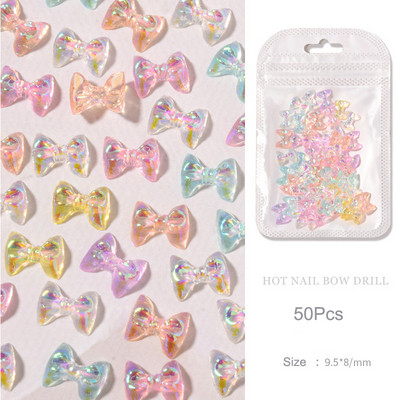 50 kom Jelly Ribbon Mašne Nail Art Šarm 3D šarene prozirne bombone boje Ljetni ukrasi za nokte DIY Korejski dijelovi za dekoraciju noktiju