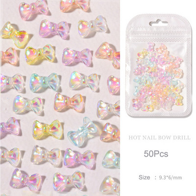 50 kom Jelly Ribbon Mašne Nail Art Šarm 3D šarene prozirne bombone boje Ljetni ukrasi za nokte DIY Korejski dijelovi za dekoraciju noktiju