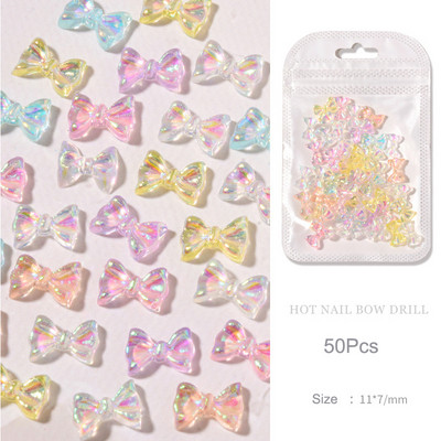 50 kom Jelly Ribbon Mašne Nail Art Šarm 3D šarene prozirne bombone boje Ljetni ukrasi za nokte DIY Korejski dijelovi za dekoraciju noktiju