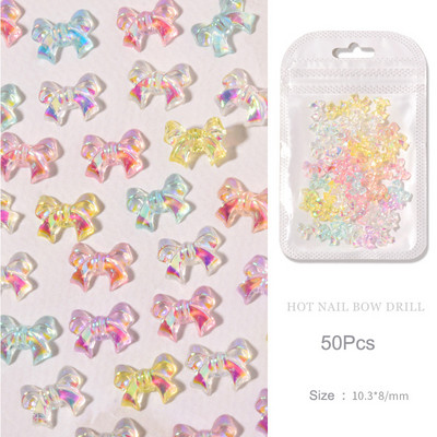 50 kom Jelly Ribbon Mašne Nail Art Šarm 3D šarene prozirne bombone boje Ljetni ukrasi za nokte DIY Korejski dijelovi za dekoraciju noktiju