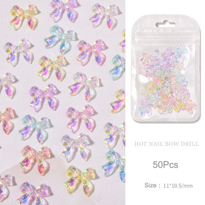 50 kom Jelly Ribbon Mašne Nail Art Šarm 3D šarene prozirne bombone boje Ljetni ukrasi za nokte DIY Korejski dijelovi za dekoraciju noktiju