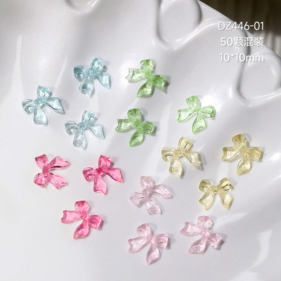 50 kom Jelly Ribbon Mašne Nail Art Šarm 3D šarene prozirne bombone boje Ljetni ukrasi za nokte DIY Korejski dijelovi za dekoraciju noktiju