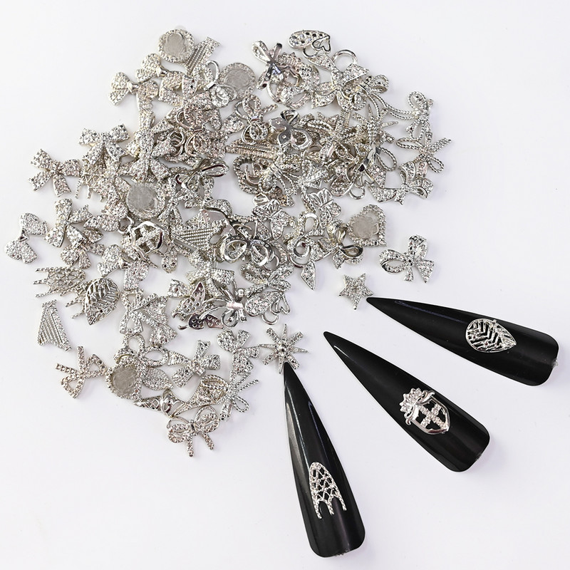 20/50 kom Nova veleprodajna mašna/srce/cvijet mješavina legura za nokte vještački dijamant mješoviti metalni nakit Manikura DIY ukrasi za nokte Nasumično