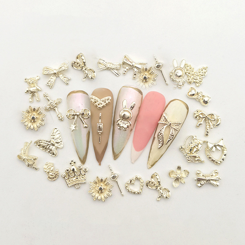 20/50 kom Nova veleprodajna mašna/srce/cvijet mješavina legura za nokte vještački dijamant mješoviti metalni nakit Manikura DIY ukrasi za nokte Nasumično