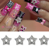 10 komada 3D Kawaii privjesaka Srebrna zvijezda Svjetlucavi ukrasi za nokte Kristalni kamenčići Legura dragulja Luksuzni DIY dodaci za manikuru