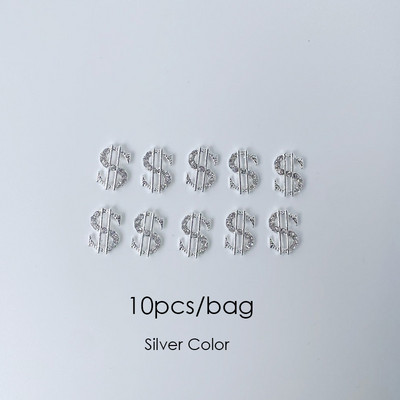 10 komada 3D Kawaii privjesaka Srebrna zvijezda Svjetlucavi ukrasi za nokte Kristalni kamenčići Legura dragulja Luksuzni DIY dodaci za manikuru