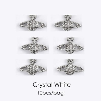 10 komada 3D Kawaii privjesaka Srebrna zvijezda Svjetlucavi ukrasi za nokte Kristalni kamenčići Legura dragulja Luksuzni DIY dodaci za manikuru