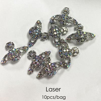 10 komada 3D Kawaii privjesaka Srebrna zvijezda Svjetlucavi ukrasi za nokte Kristalni kamenčići Legura dragulja Luksuzni DIY dodaci za manikuru