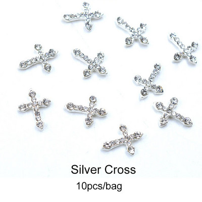 10 komada 3D Kawaii privjesaka Srebrna zvijezda Svjetlucavi ukrasi za nokte Kristalni kamenčići Legura dragulja Luksuzni DIY dodaci za manikuru