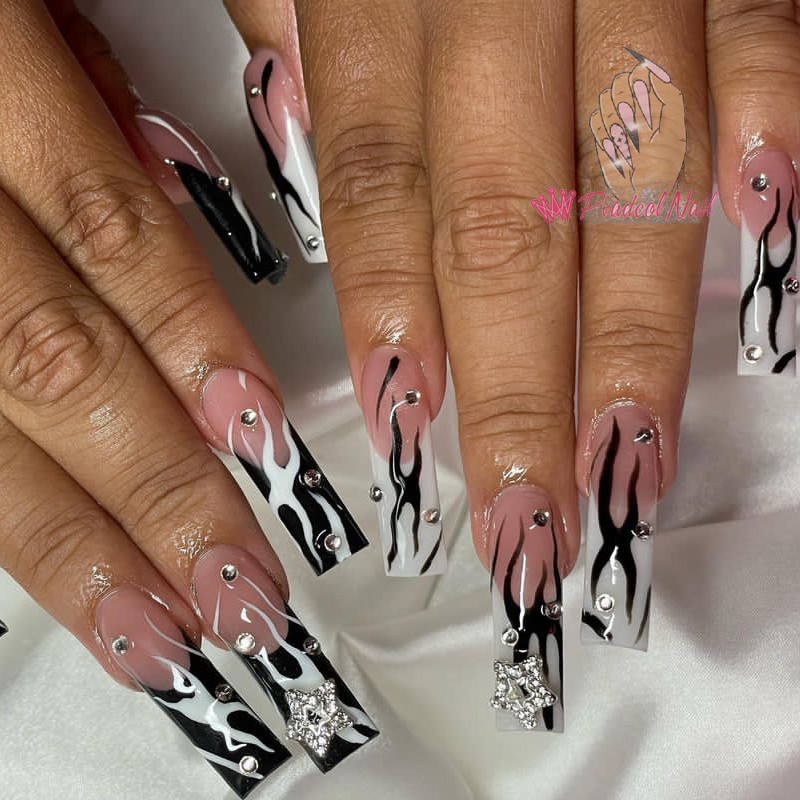 10 komada 3D Kawaii privjesaka Srebrna zvijezda Svjetlucavi ukrasi za nokte Kristalni kamenčići Legura dragulja Luksuzni DIY dodaci za manikuru