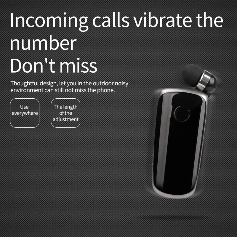 CRTONE K39 Mini prenosné bezdrôtové Bluetooth slúchadlá do uší s vibračným upozornením, klip na nosenie, handsfree slúchadlá pre telefón