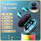 TWS Air plus belaidės Bluetooth ausinės vandeniui atsparios sportinės ausinės 9D Hifi stereo mini ausinės su mikrofonu