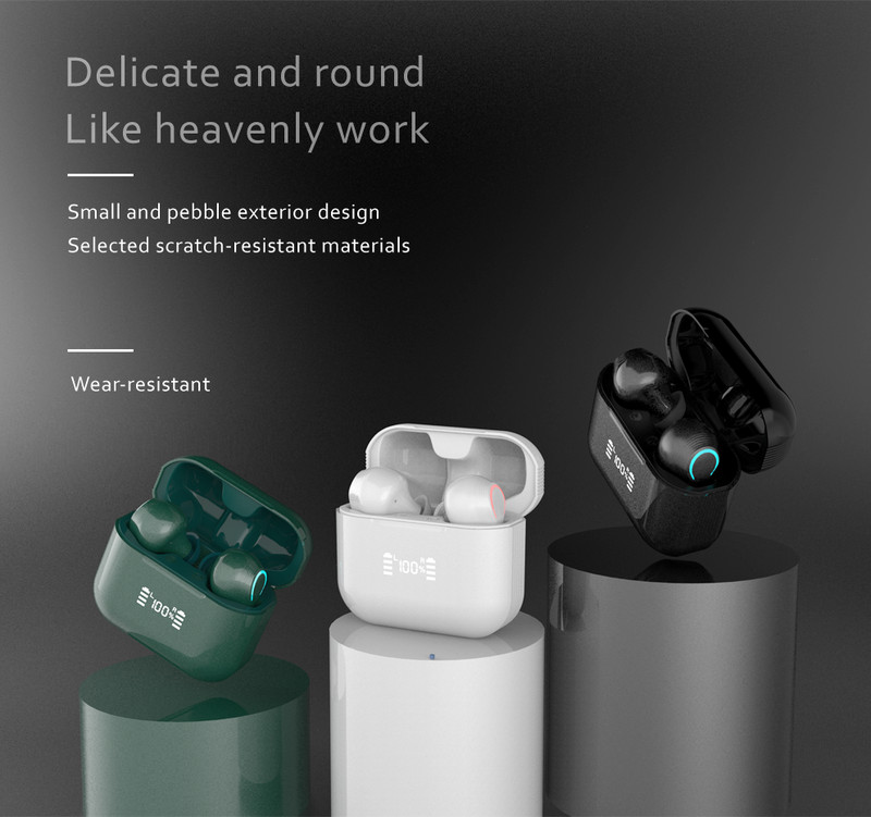 TWS bežične slušalice Mini slušalice Bluetooth-5.0 slušalice Stereo True Wireless Earbuds LED zaslon baterije