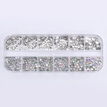 1 Σετ Μικτό χρώμα Επίπεδη Πλάτη 3D Nail Art Rhinestones Γυαλιστερά κρύσταλλα Nail Glitter Χάντρες Διακοσμήσεις Αξεσουάρ νυχιών σε ρόδα