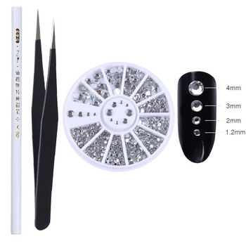 1 Σετ Μικτό χρώμα Επίπεδη Πλάτη 3D Nail Art Rhinestones Γυαλιστερά κρύσταλλα Nail Glitter Χάντρες Διακοσμήσεις Αξεσουάρ νυχιών σε ρόδα