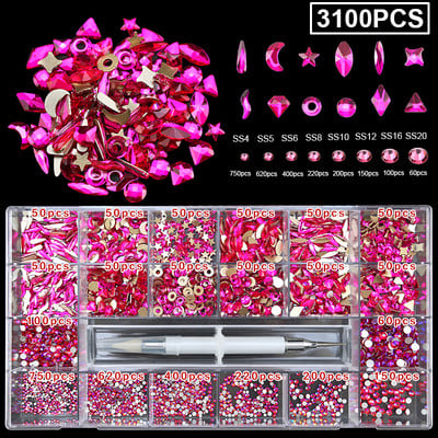 1850/2800/3100 DB Luxus 3d köröm strasszok körömdíszítések kristály szett Diamond AB üveg 1 DB toll 21 forma
